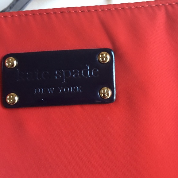 Kate Spade red with navy blue tote bag - Picture 2 of 8